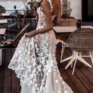 Sheer Lace Mermaid Wedding Dress